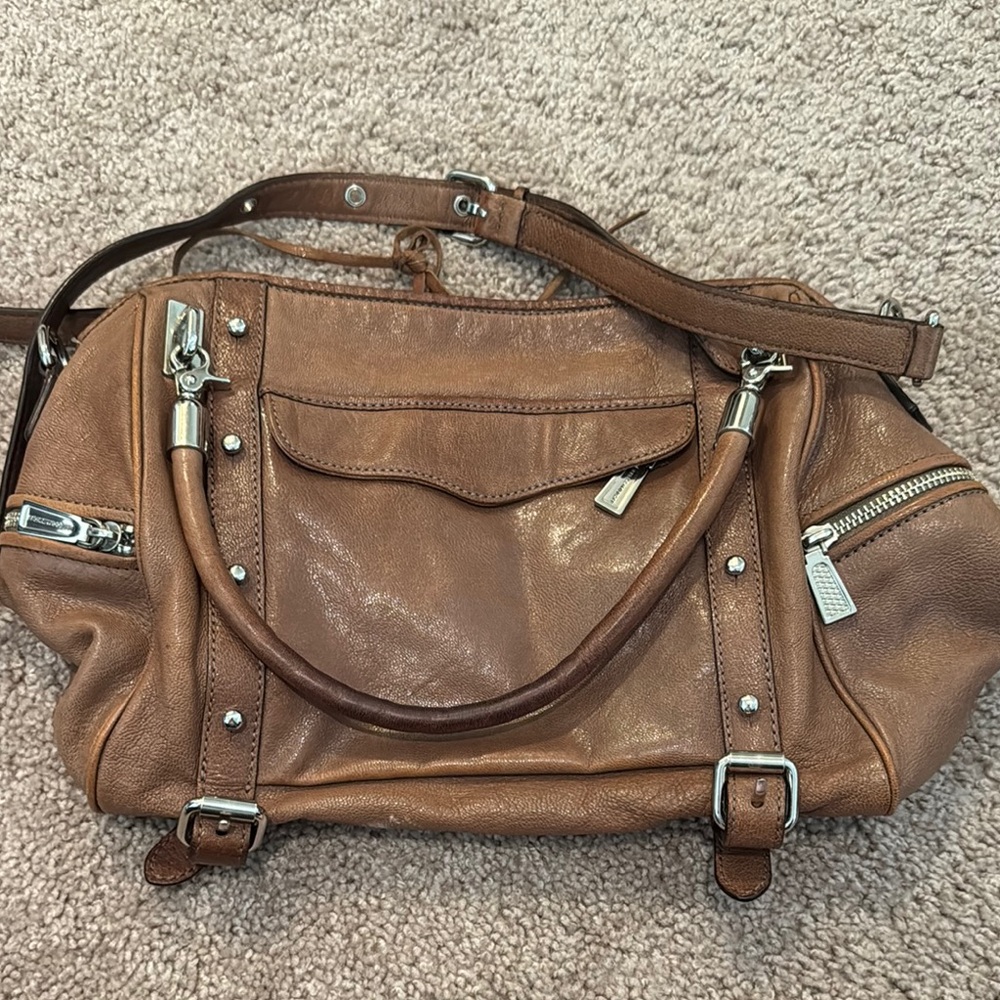 Rebecca Minkoff Brown and Silver Shoulder Bag with Vintage-Inspired Design